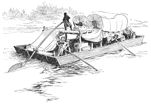 Uncle Daniel's wagon on a flatboat