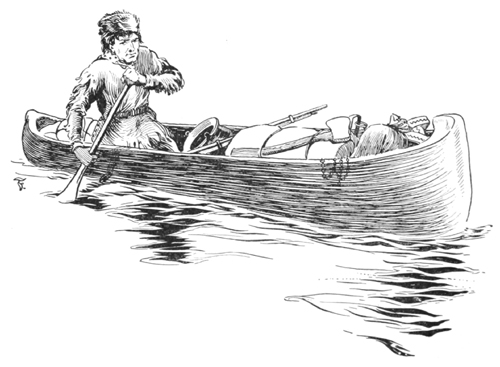old trapper in dugout canoe