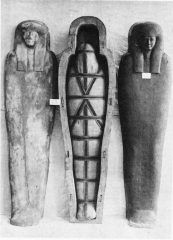 Image not availble: Fig 2. Coffins Nos. 3 b and 4 b
Fig. 3. Coffin No. 1 a      Fig. 1. Coffin No. 1 b
PLATE XVI
Series of Coffins from Tomb No. 5