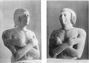 Image not available: 1 & 2. Limestone Statuette. (Tomb No. 4)