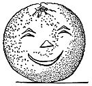 drawing of orange with smiling face