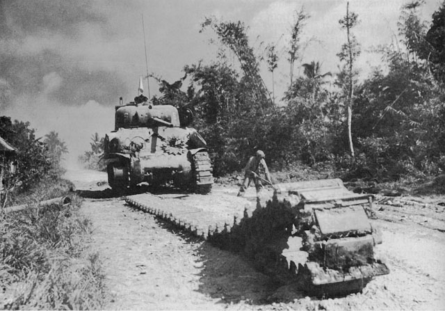 DISABLED M4 TANK on the Dulag-Burauen road.