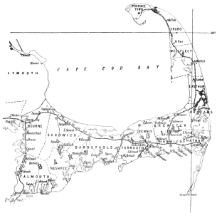 From map of Massachusetts, copyrighted by Geo. H. Walker
& Co., Boston, Mass.

MAP OF CAPE COD SECTION
