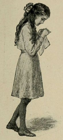 girl walking and sewing