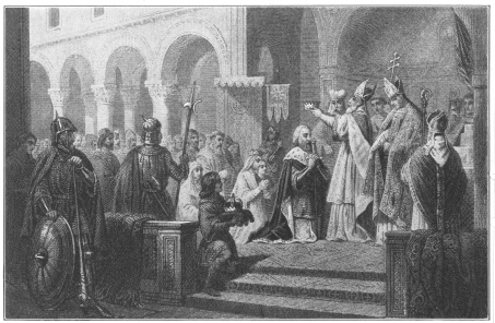 Charlemagne is crowned Emperor of the Western World at
Rome.

From an old print