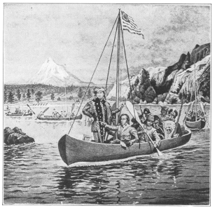Lewis and Clark on their expedition into the Far West.

From an old painting