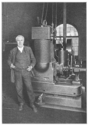 Thomas A. Edison and one of his early dynamos.
