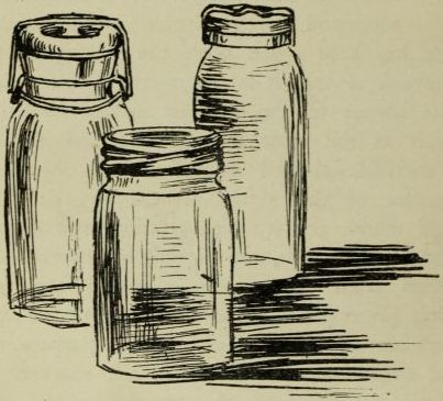 canning jars in three sizes with different closures