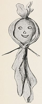 black and white drawing of radish wrapped in leaves with a face and toothpick arms