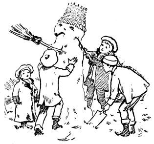 Children building snowman