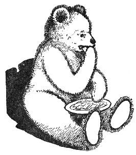 bear sitting eating