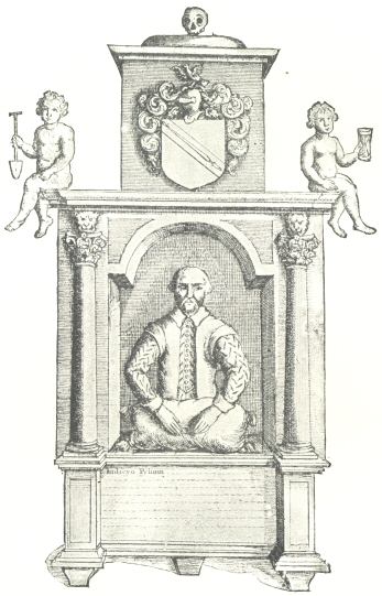 The Monument in Dugdale’s “History of the
Antiquities of Warwickshire” (1656)  (By permission of John
Murray, Esq.)