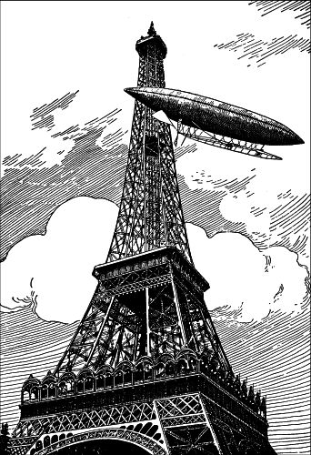 Santos-Dumont Circling the Eiffel Tower