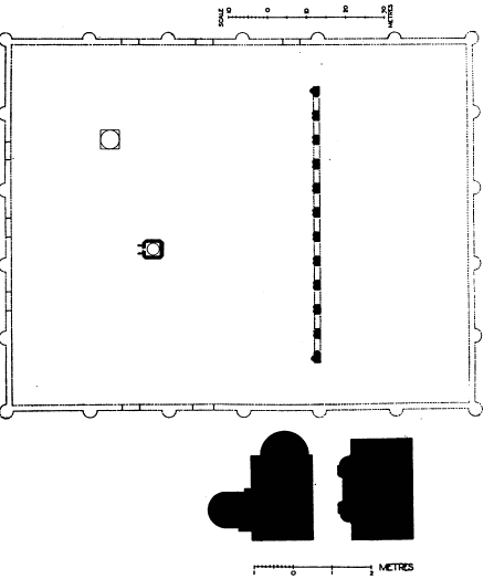 Fig. 36.—RAḲḲAH, PLAN OF MOSQUE AND SECTIONS OF PIERS.