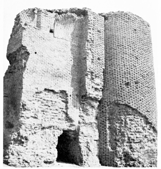 Fig. 141.—SÂMARRÂ, RUINED MOSQUE, SOUTH-WEST ANGLE
TOWER.