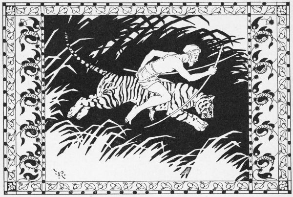 Man riding tiger.