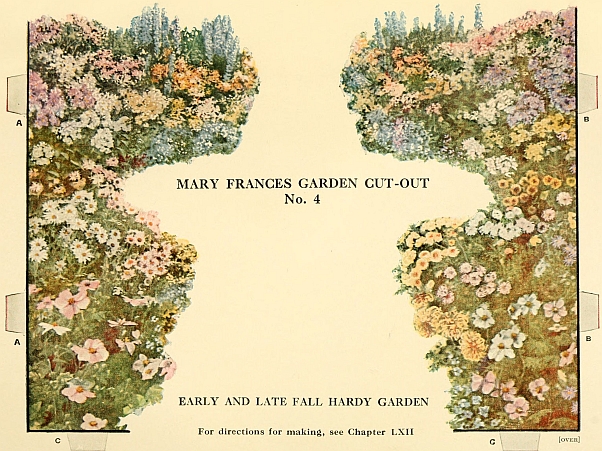 MARY FRANCES GARDEN CUT-OUT No. 4 EARLY AND LATE FALL HARDY GARDEN