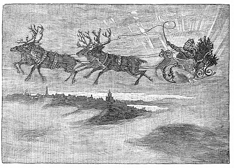 Santa and sleigh flying