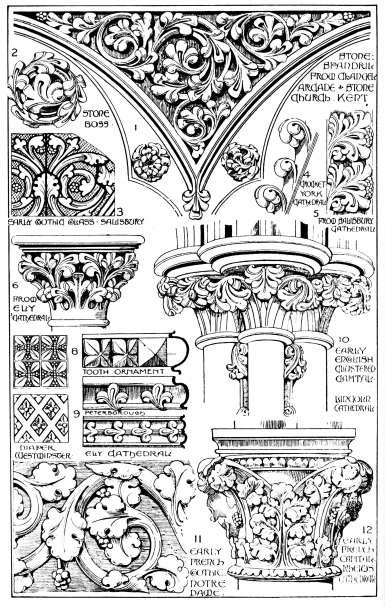 Image unavailable: EARLY GOTHIC DETAILS.      Plate 16.