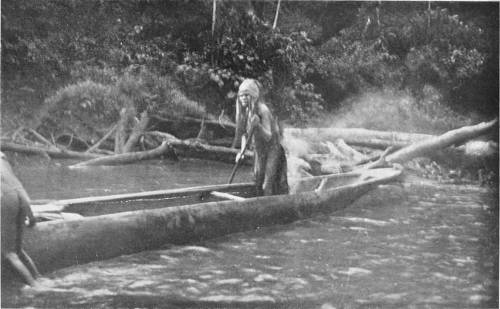 PAPUAN WOMAN CANOEING UP THE MIMIKA.