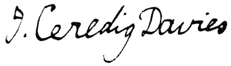 Signature: J. Ceredig Davies.
