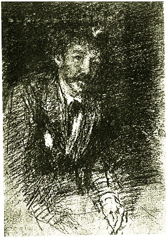 PORTRAIT STUDY OF WHISTLER BY HIMSELF.