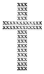 Rows of the letter X forming the shape of a Christian cross.