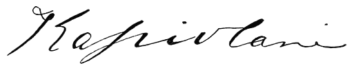 Signature: Kapiolani.