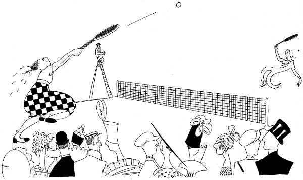 Sweaty game of lawn tennis