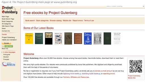 Screenshot of www.gutenberg.org