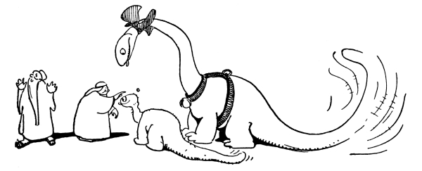 The iguanodon with her baby.