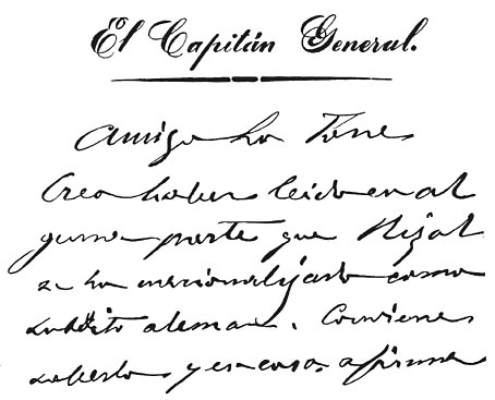 Facsimile of a part of Despujol’s private inquiry of Executive Secretary de la Torre.