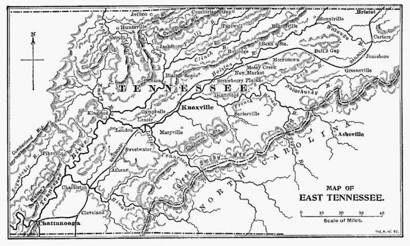 Map of East Tennessee.