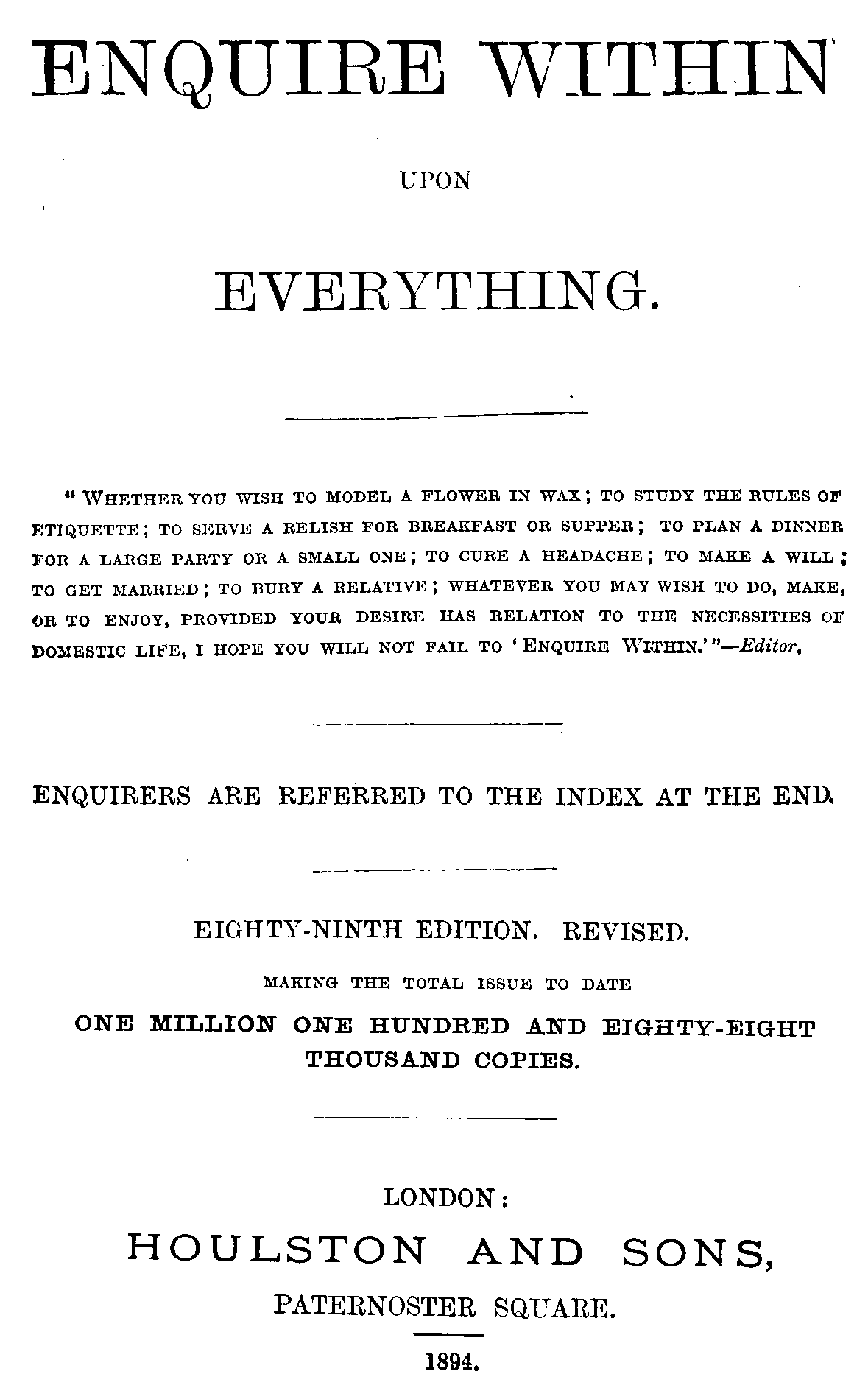 The Project Gutenberg eBook of Enquire Within Upon Everything picture