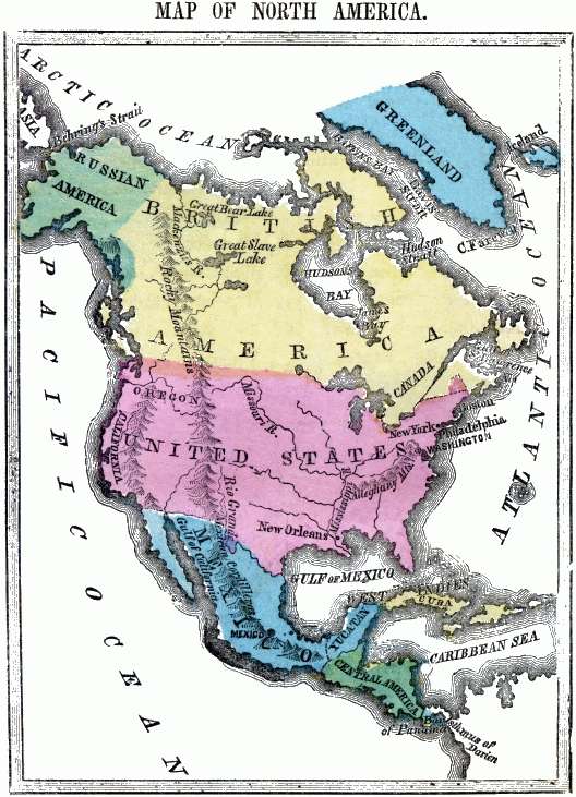 Flat map of North America.