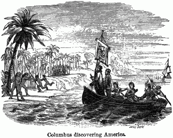 A landing party arriving at shore with natives looking on.