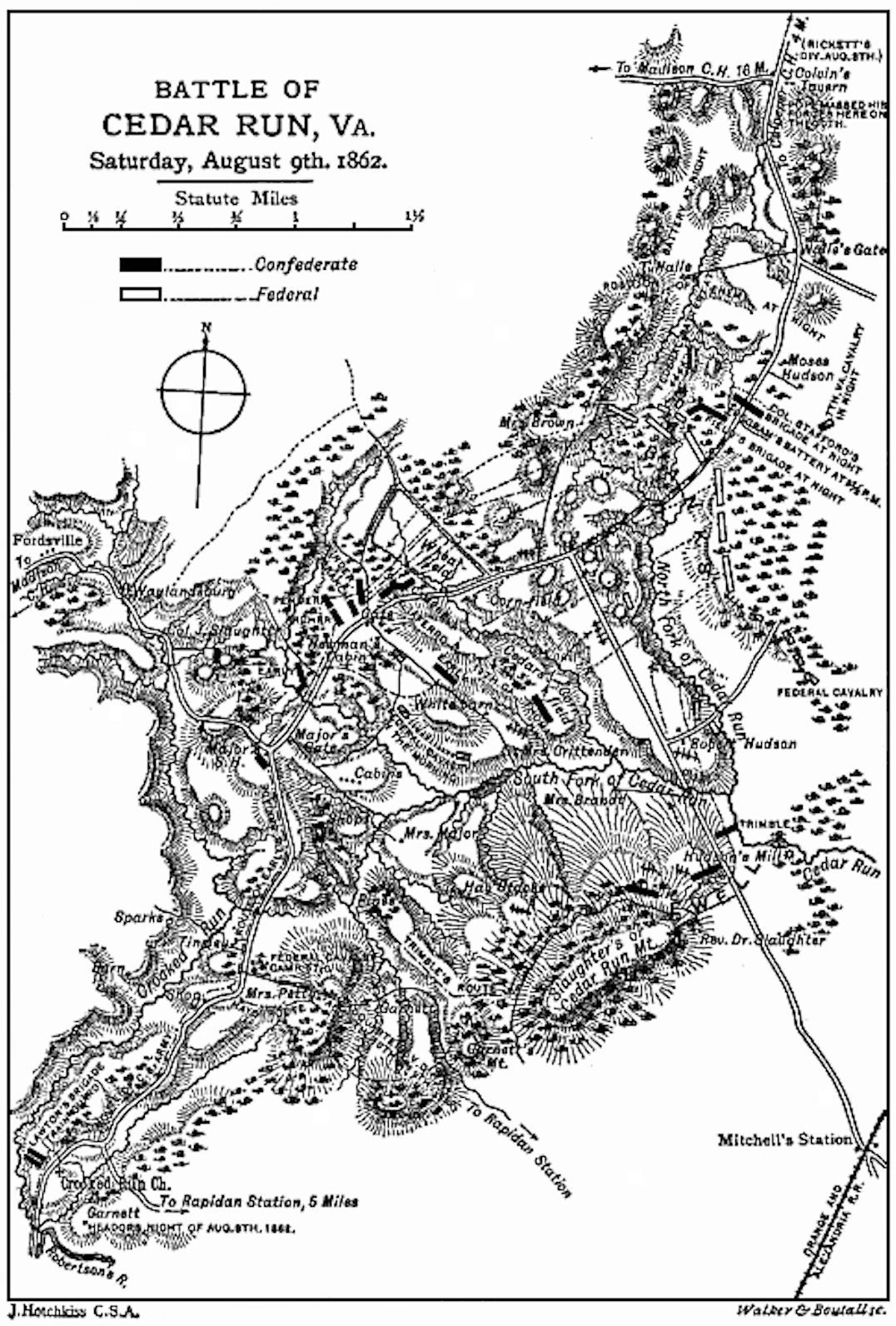 [Illustration: Map of the Battle of Cedar Run, Virginia, Saturday, August 9th, 1862.]