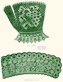 No. 50. MITTEN, No. 51. FLORAL COLLAR.  