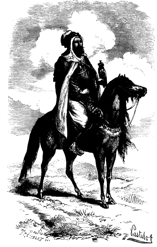 AN AGHA OF KABYLIA HUNTING WITH THE FALCON.