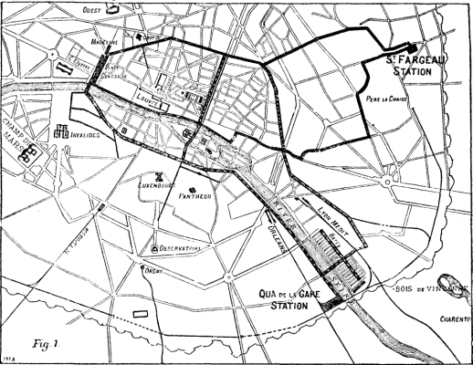 Fig. 1.--MAP OF PARIS WITH ST. FARGEAU STATION