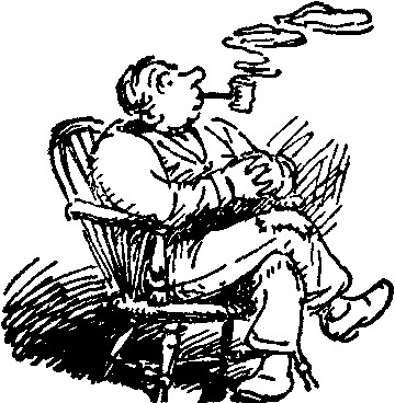 Man in chair, smoking pipe