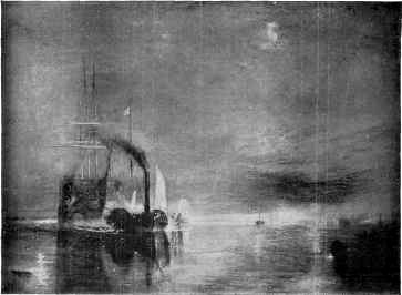 THE 'FIGHTING TEMERAIRE' TUGGED TO HER LAST BERTH. FROM A PAINTING BY J.M.W. TURNER.