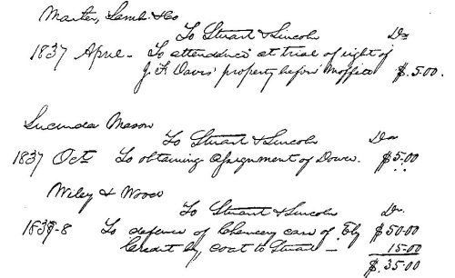 PAGE FROM STUART AND LINCOLN'S FEE BOOK.