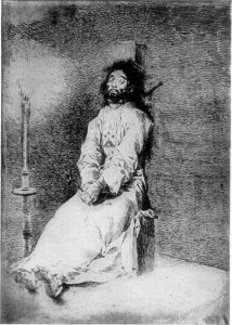 THE GARROTED MAN. FROM AN ETCHING BY GOYA.