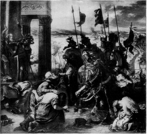 THE SEIZURE OF CONSTANTINOPLE BY THE CRUSADERS. FROM A PAINTING BY EUGÈNE DELACROIX.