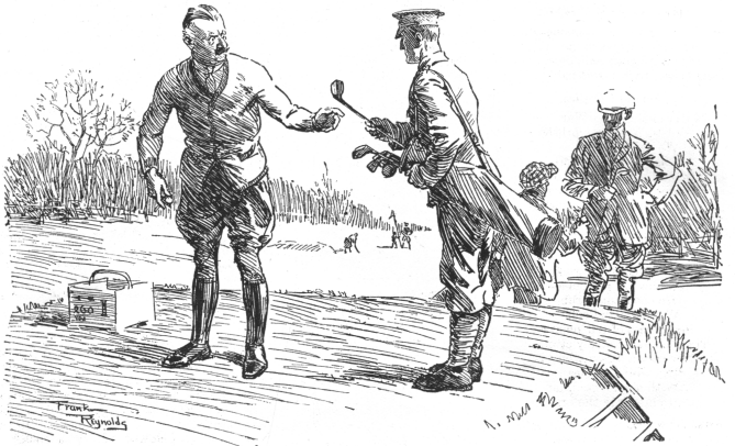 Golfing Colonel and private told off to act as caddie.