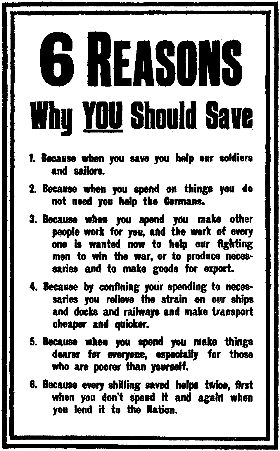 6 REASONS Why <u>YOU</u> Should Save