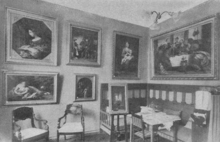 Eva Ingmanin maalaamia tauluja (jäljennöksiä) joita hänen kuoltuaan oli näytteillä N. Ä:n toimistossa.