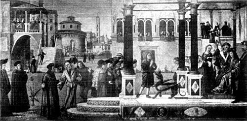 S. TRIFONIO AND THE BASILISK FROM THE PAINTING BY CARPACCIO At S. Giorgio dei Schiavoni