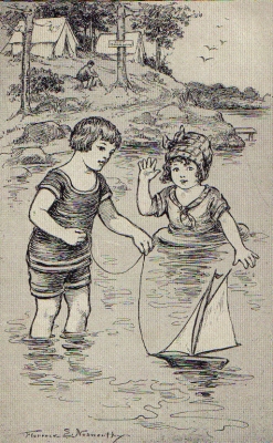 BUNNY AND SUE OFTEN WENT BATHING IN THE COOL LAKE.